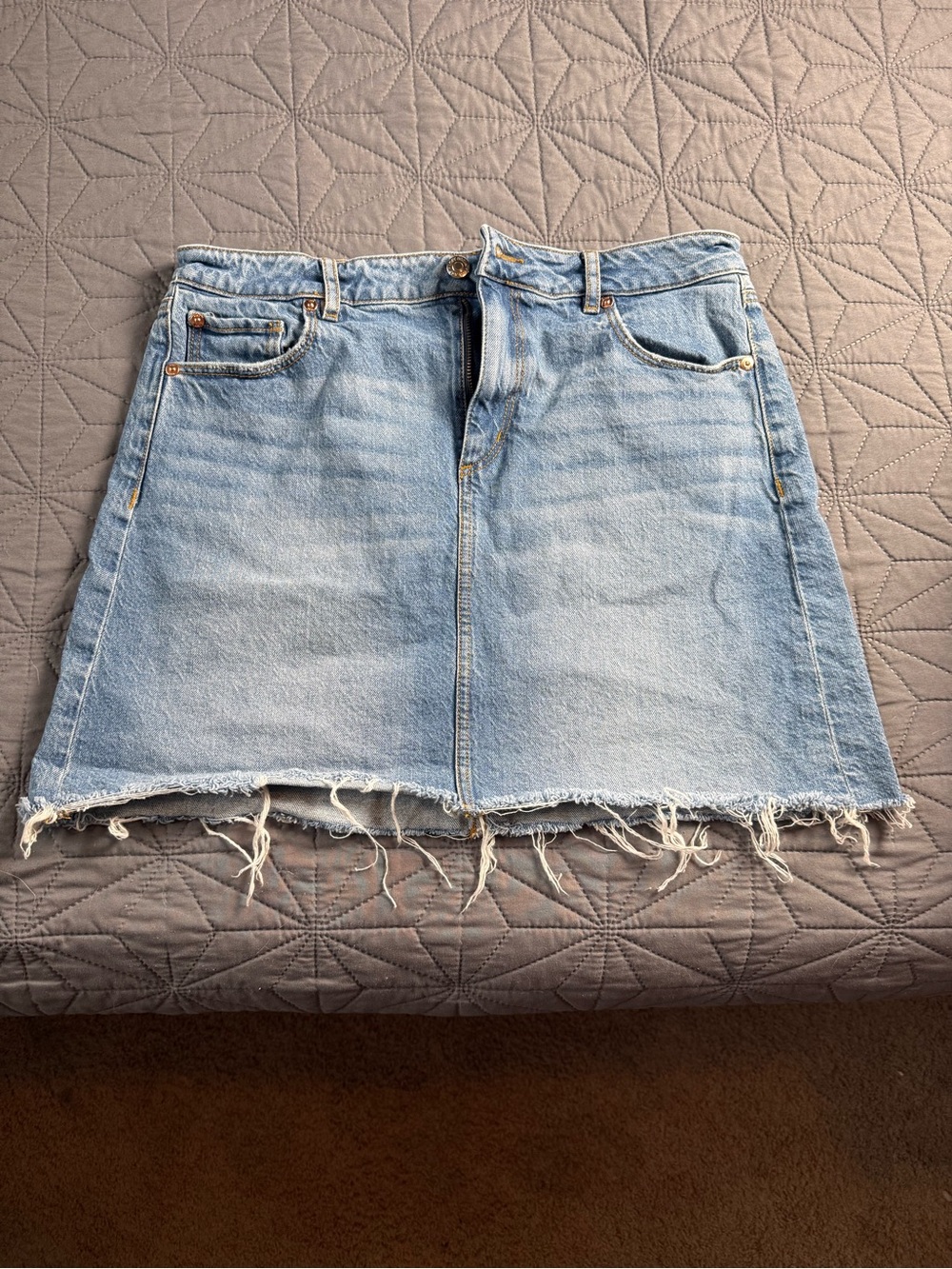 LOFT Light Blue High-Rise Denim Skirt